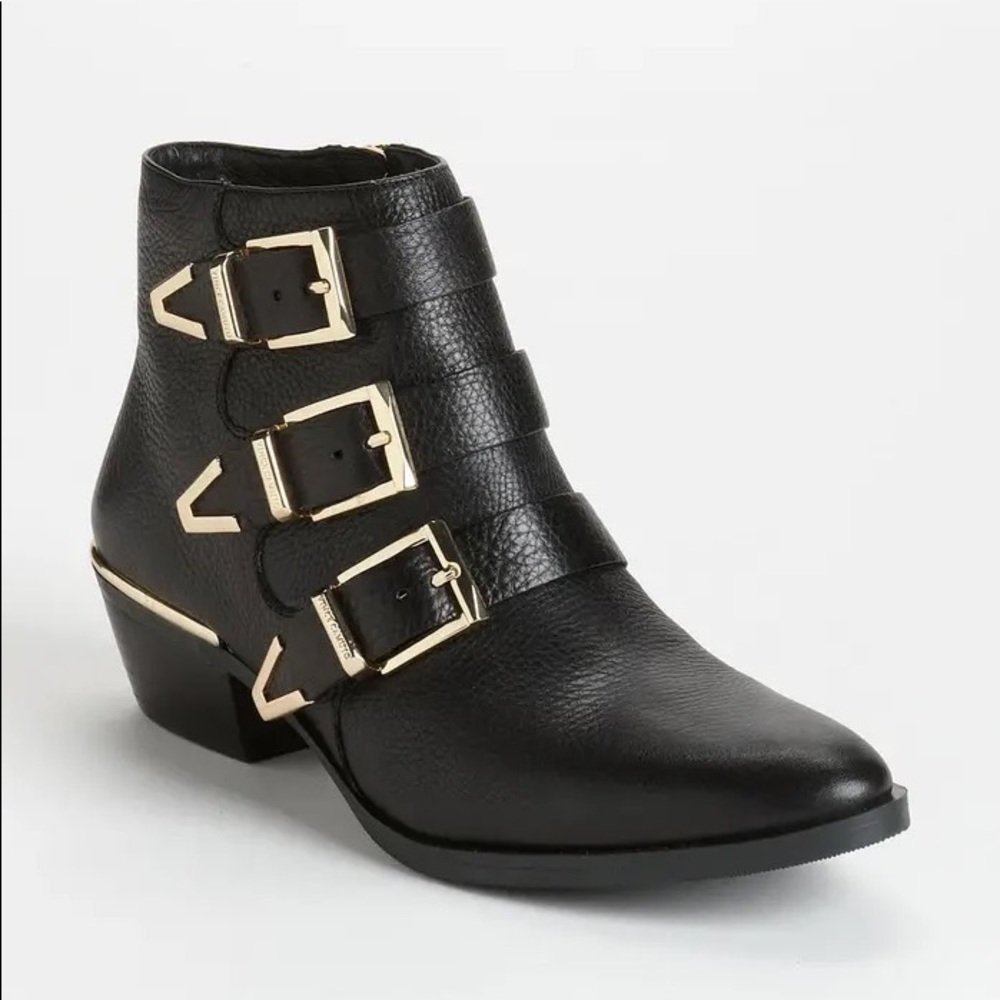 Vince Camuto Black Leather Tipper Ankle Boots
